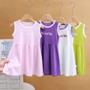 Kids Toddler Big Girls Casual Cute Letter Print Sleeveless Dress