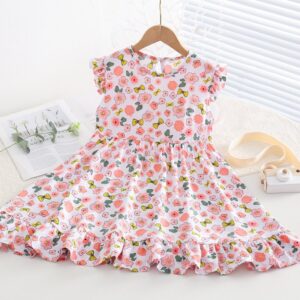 Kids Toddler Big Girls Casual Cute Sweet Tiny Flower Print Sleeveless Dress