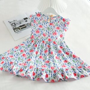 Kids Toddler Big Girls Casual Cute Sweet Tiny Flower Print Sleeveless Dress