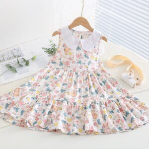 Kids Toddler Big Girls Casual Cute Sweet Tiny Flower Print Sleeveless Dress