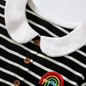 Children Girls Stripe Print Lapel Short Sleeve Dress