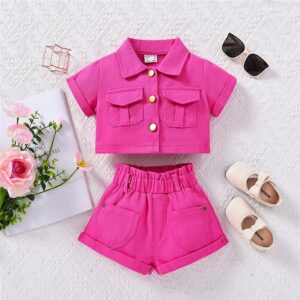 Summer Kids Girl Fashion Solid Color Denim Two-Piece Set