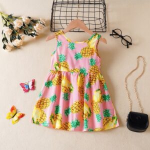 Kids Toddler Girls Casual Cute Fruit Print Sleeveless Dress