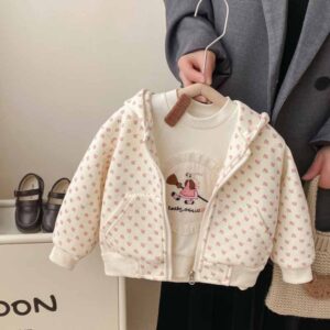 Kids Toddler Girls Casual Cute Tiny Flower Print Long Sleeve Hooded Coat