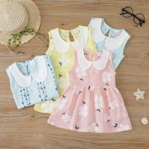 Kids Toddler Girls Casual Cute Flower Print Sleeveless Dress
