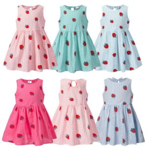 Kids Toddler Girls Casual Cute Cherry Strawberry Flower Print Sleeveless Dress