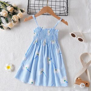 Kids Toddler Girls Casual Cute Stripe Flower Print Strap Dress