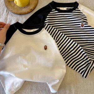 Kids Toddler Boys Girls Fashion Casual Stripe Long Sleeve Round Neck T-Shirt