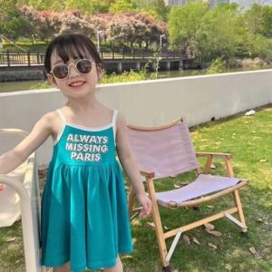 Kids Toddler Girls Casual Cute Sweet Letters Print Cami Dress
