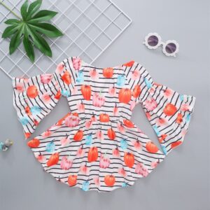 Kids Toddler Girls Fashion Big Flare Sleeve Dress Pumpkin Dress