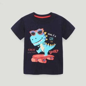 Kids Toddler Boys Girls Casual Cute Cartoon Print Short Sleeve Round Neck T-Shirt