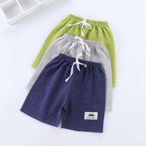 Kids Simple Solid Color Elastic Basic Shorts