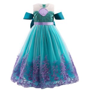 Girls Cute Mermaid Lace Big Bow Princess Party Dress
