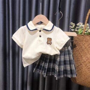 Kids Toddler Girls Fashionpolo Shirt Prep Dress Set