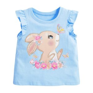 Children Kids Toddlers Fashion Girls Ruffle Sleeve Cute Rabbit Basic T-Shirt