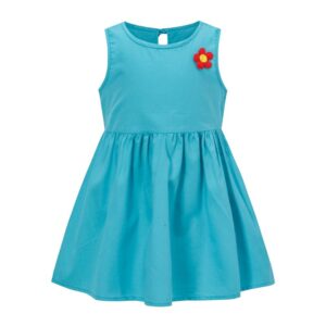 Children Kids Toddlers Fashion Girls Sleeveless Flower Solid Color Dress