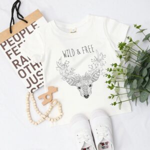 Kids Toddler Girls Fashion Simia Cartoon Deer Head Crew Neck T-Shirt Top