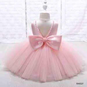 Girls Elegant Solid Color Sleeveless Backless Mesh Princess Party Dress