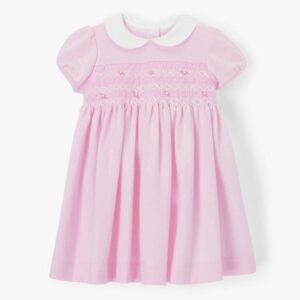 Kids Girls Cute Lapel Puff Sleeve Pearl Design Loose Dress