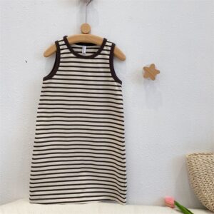 Kids Toddler Big Girls Casual Cute Stripe Print Sleeveless Dress