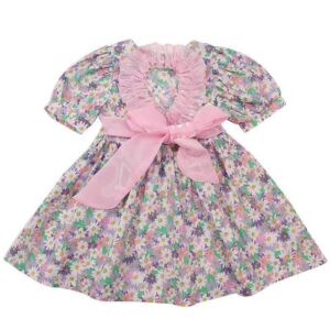 Kids Toddler Girls Casual Cute Bow Tiny Flower Short Sleeve Dress