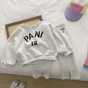 Kids Toddler Girls Casual Sports Letters Print Long Sleeve Round Neck Sweatshirts Trousers Set