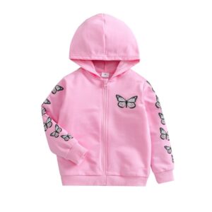 Children Kids Toddlers Fashion Girls Long Sleeve Butterfly Zipper Jacket