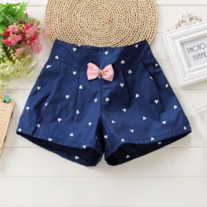 Girls Basic Bow Heart Polka Dot All Over Print Shorts