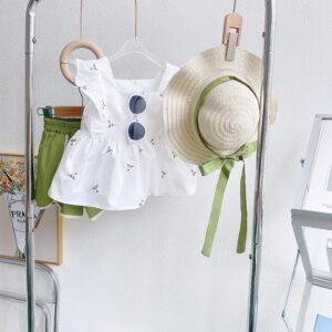 Kids Toddler Girls Casual Cute Tiny Flower Raglan Sleeve Top Shorts Set