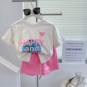 Kids Toddler Girls Casual Cute Letter Print Short Sleeve T-Shirt Shorts Set