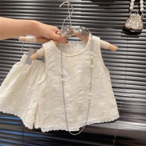 Kids Toddler Girls Casual Cute Embroidery Floral Sleeveless Top Shorts Set