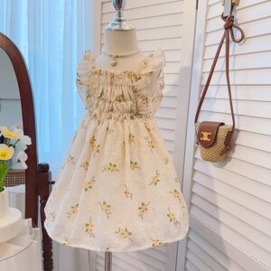 Kids Toddler Girls Casual Cute Tiny Flower Embroidery Sleeveless Dress