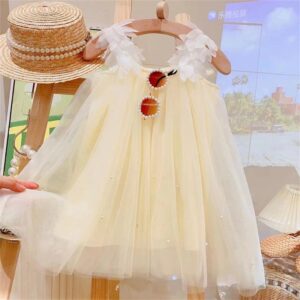 Kids Toddler Girls Summer Cute Solid Color Sleeveless Mesh Dress