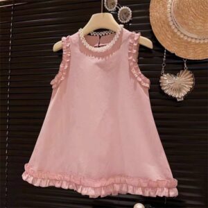 Kids Toddler Girls Summer Cute Solid Color Short Sleeve Dress