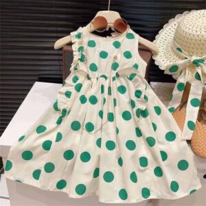 Kids Toddler Girls Casual Cute Polka Dot Print Sleeveless Dress