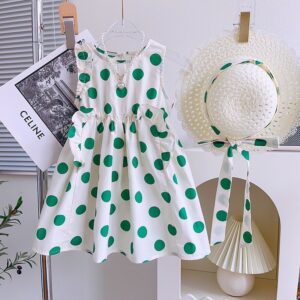 Kids Toddler Girls Casual Cute Polka Dot Print Sleeveless Dress