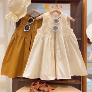 Kids Toddler Girls Casual Cute Solid Color Sleeveless Dress