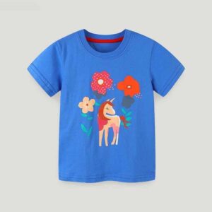 Kids Toddler Girls Casual Cute Cartoon Print Short Sleeve Round Neck T-Shirt