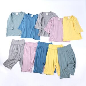 Kids Modal Mid-Sleeves And Trousers Homewear Pajamas Belly Protection Children's Set