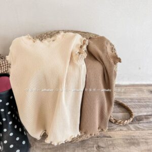 Kids Girls Basic Solid Color Stringy Selvedge Round Neck Sleeveless Vest