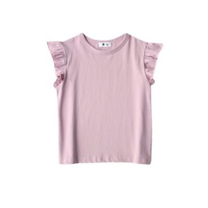 Kids Girls Simple Solid Color Stringy Selvedge Sleeveless Round Neck Loose T-Shirt