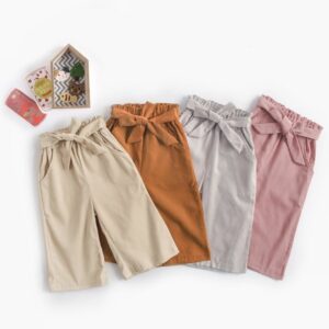 Kids Girls Simple Basic Solid Color Elastic Loose Pants