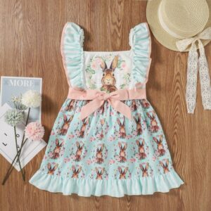 Girls Cute Cartoon Rabbit Ruffled Dress