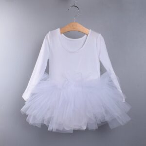 Girls Basic Solid Color Round Neck Long Sleeve Mesh Spliced Romper