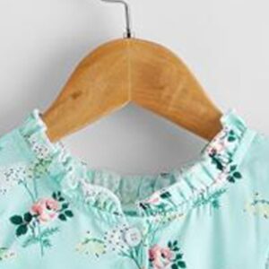 Girls Pastoral Floral All Over Print Ruffle Sleeveless Dress