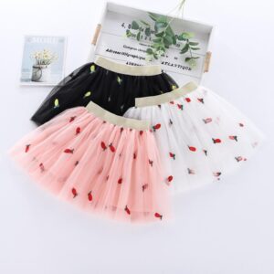 Girls Fruit Heart Pattern Elastic Design Skirt