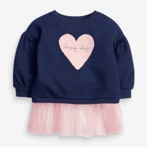 Girls Heart-shaped Letter Pattern Bubble Sleeves Sweatshirt