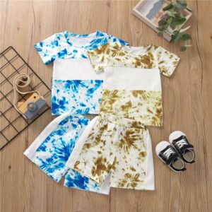 Boys Fashion Tie-dye T-Shirt And Shorts Set