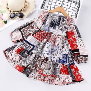 Girls Fashion Off-the-shoulder Long-sleeves Dress