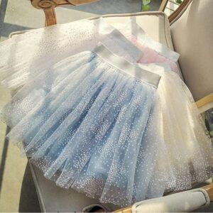 Girls Fashion Flower Pattern Pleated Gauze Fluffy Skirt